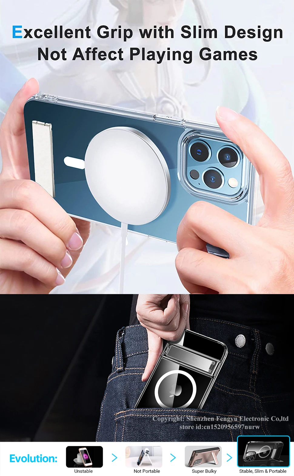 Magnetic Clear Phone Case for Magnet with Kickstand for iPhone 18 17 16 15 14 Pro Max 13 12 11 Plus Mini Shockproof Mobile Cover