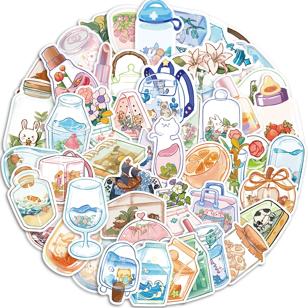 10/30/50pcs Cute INS Drink Cartoon Aesthetic Stickers Decals Laptop Fridge Phone Scrapbook Suitcase Decoration Sticker Kids Toys