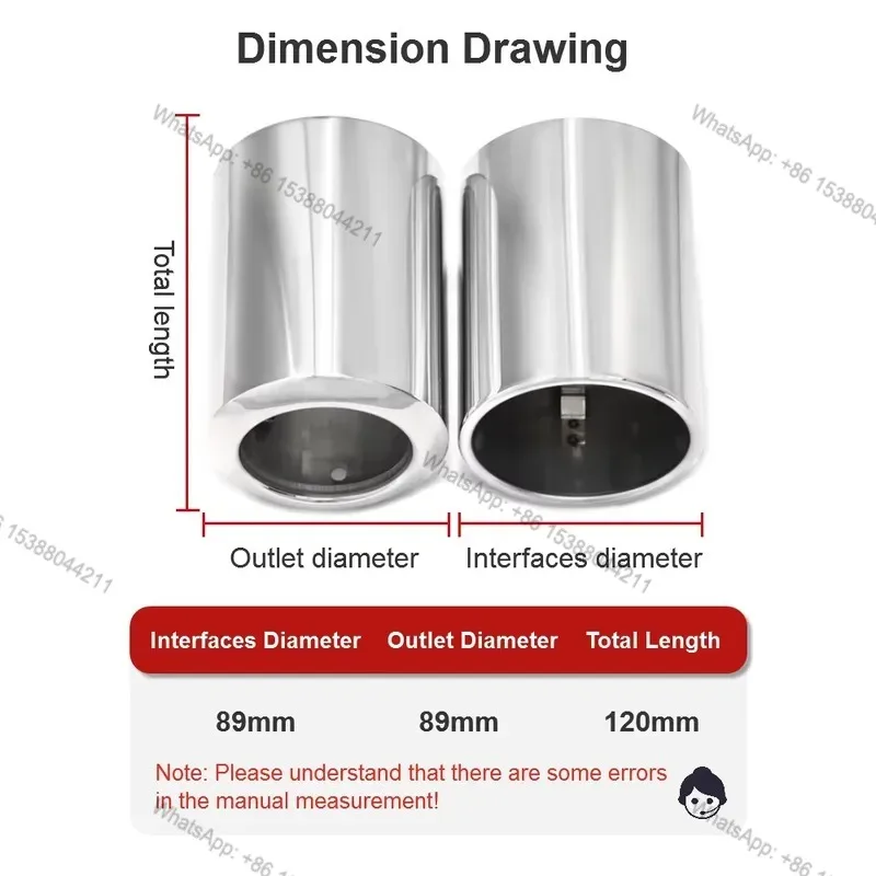 Hot Sale Exhaust Tips for Mini Cooper JCW R55 R56 R57 R58 R59 R60 R61 F54 F55 F56 F57 F60 304 Stainless Steel Tail Pipe 2