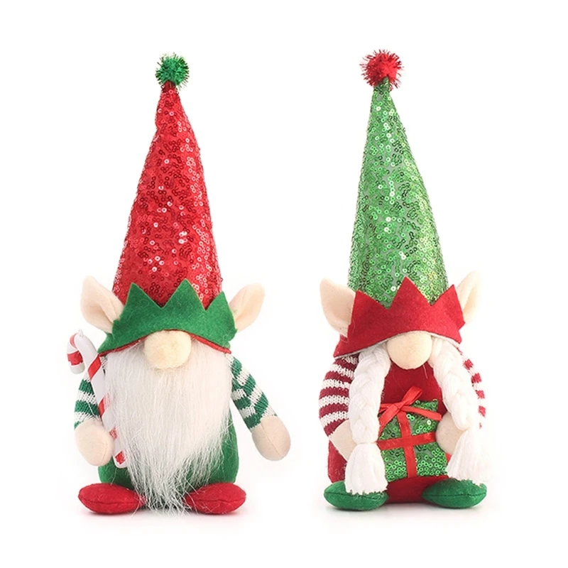 Handmade Rudolf Elf Figurine Faceless Christmas Ornaments 13in D5QF