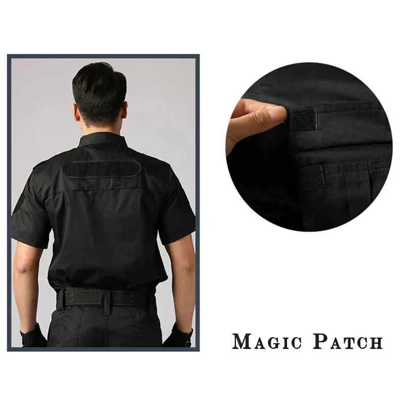 Uniforme militar de manga curta para treinamento ao ar livre, roupa tática preta do exército, oficina de segurança, manga comprida, verão e outono