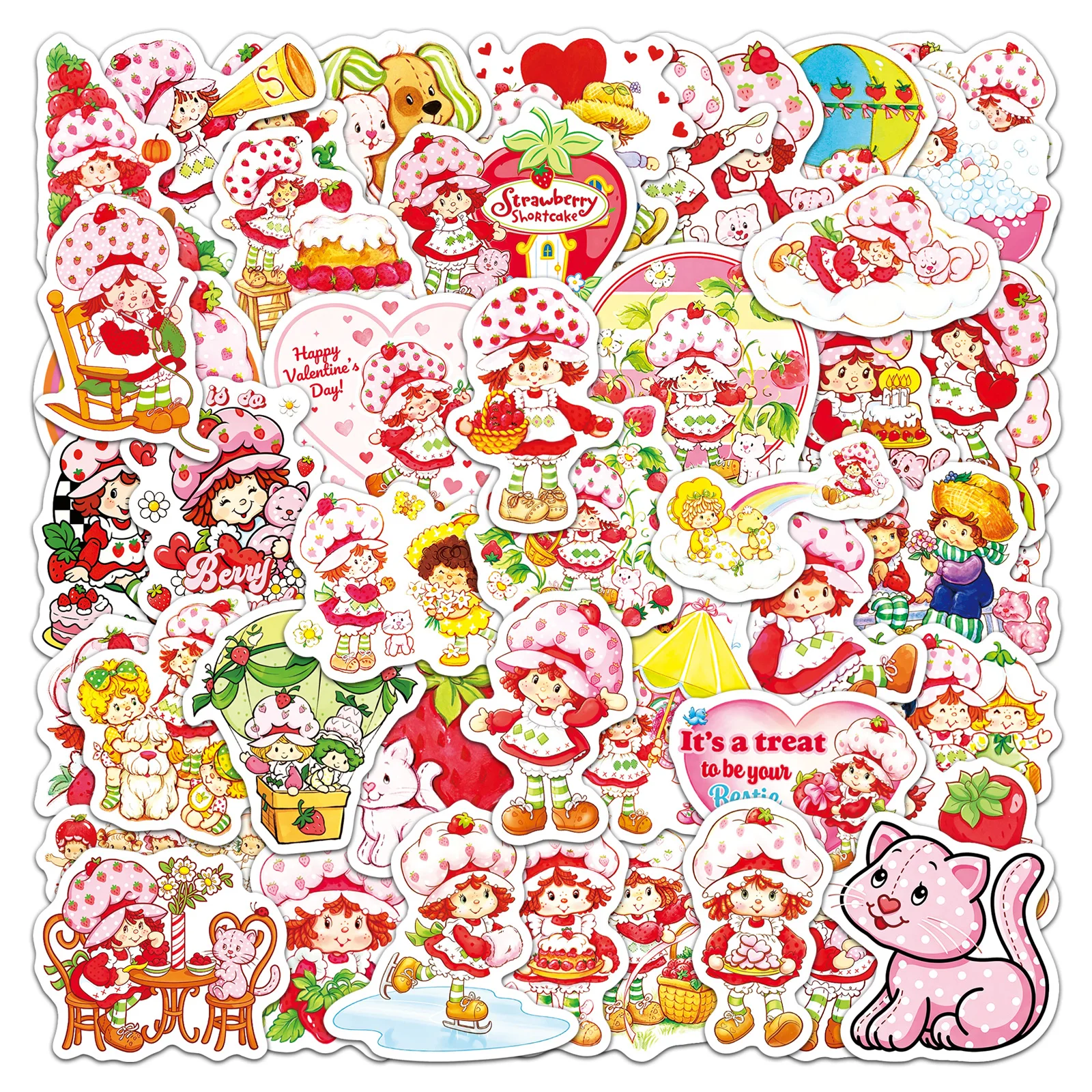 50 Stück Niedliche Cartoon Erdbeer-Shortcake Wasserfeste Aufkleber Skateboard Retro Heim-Dekor Sticker – Detail 1