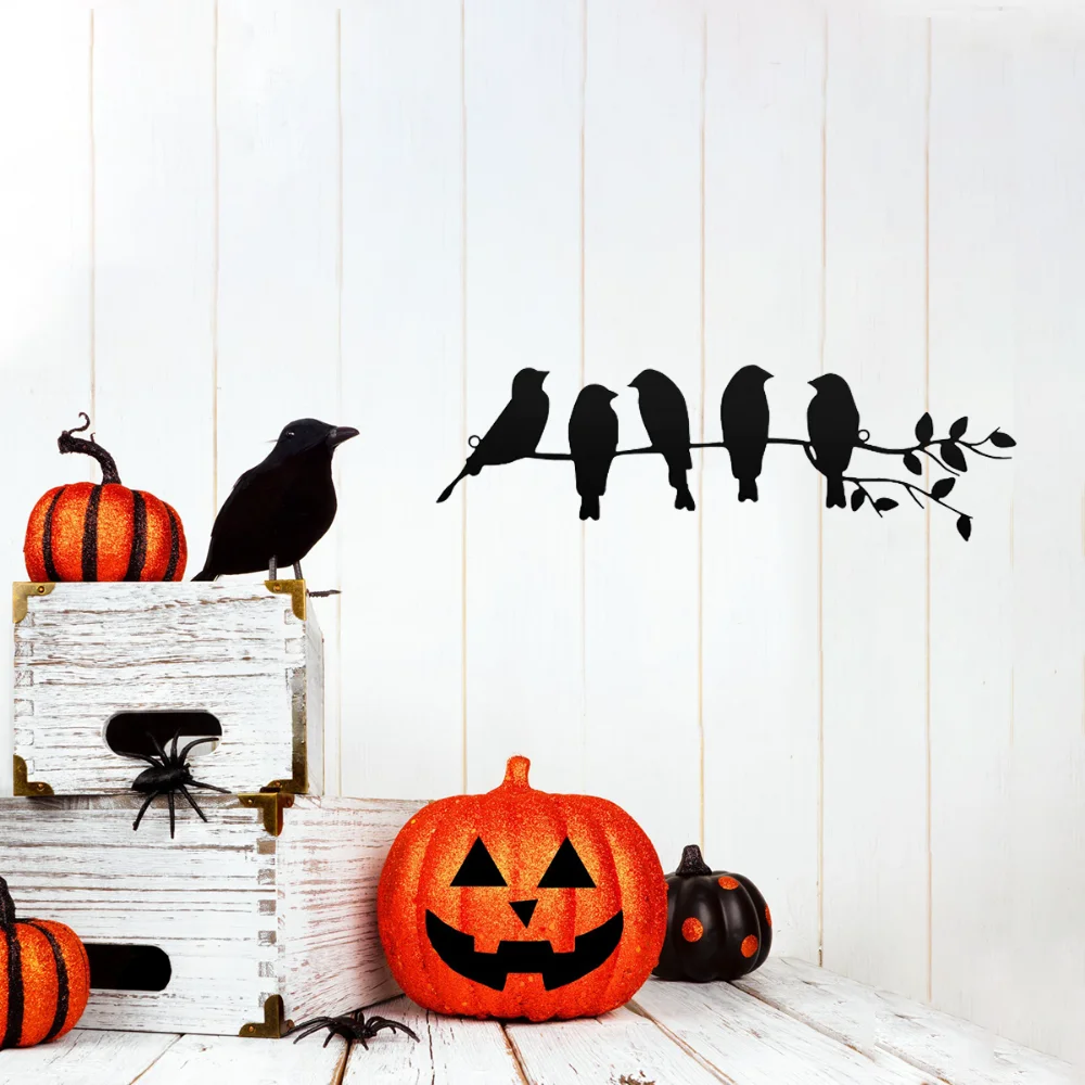 "Arte de pared de pájaro de Metal encantador-5 pájaros en escultura de rama exuberante. Decoración sofisticada para el hogar Colgante de pared duradero para el hogar,"