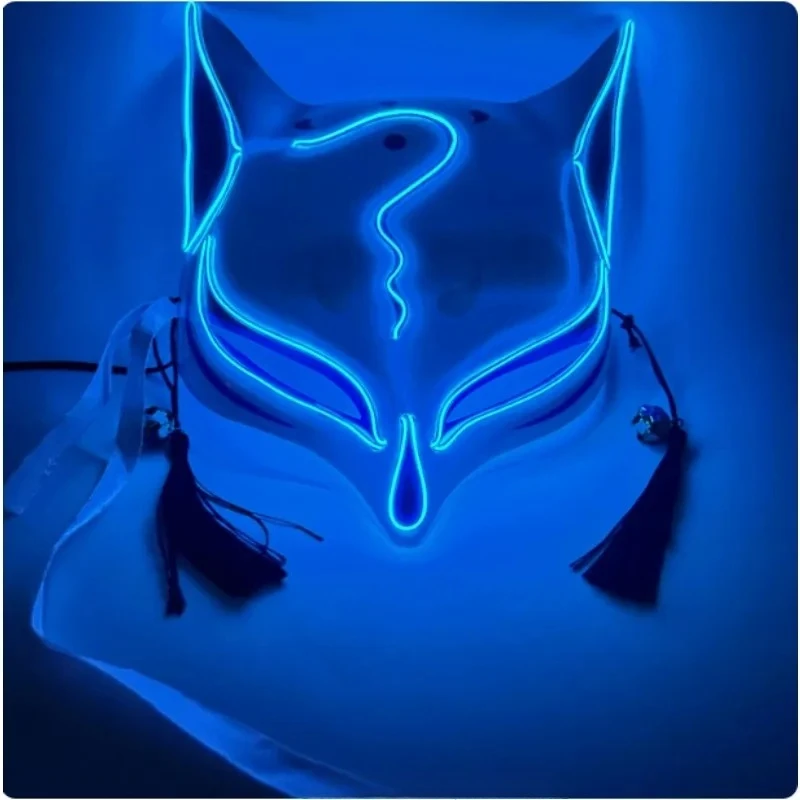 

Suitable for Halloween LED Luminous Fox Mask Half Face and Wind Spirit Fox Demon Dance Party Performance Bar Prop Mask