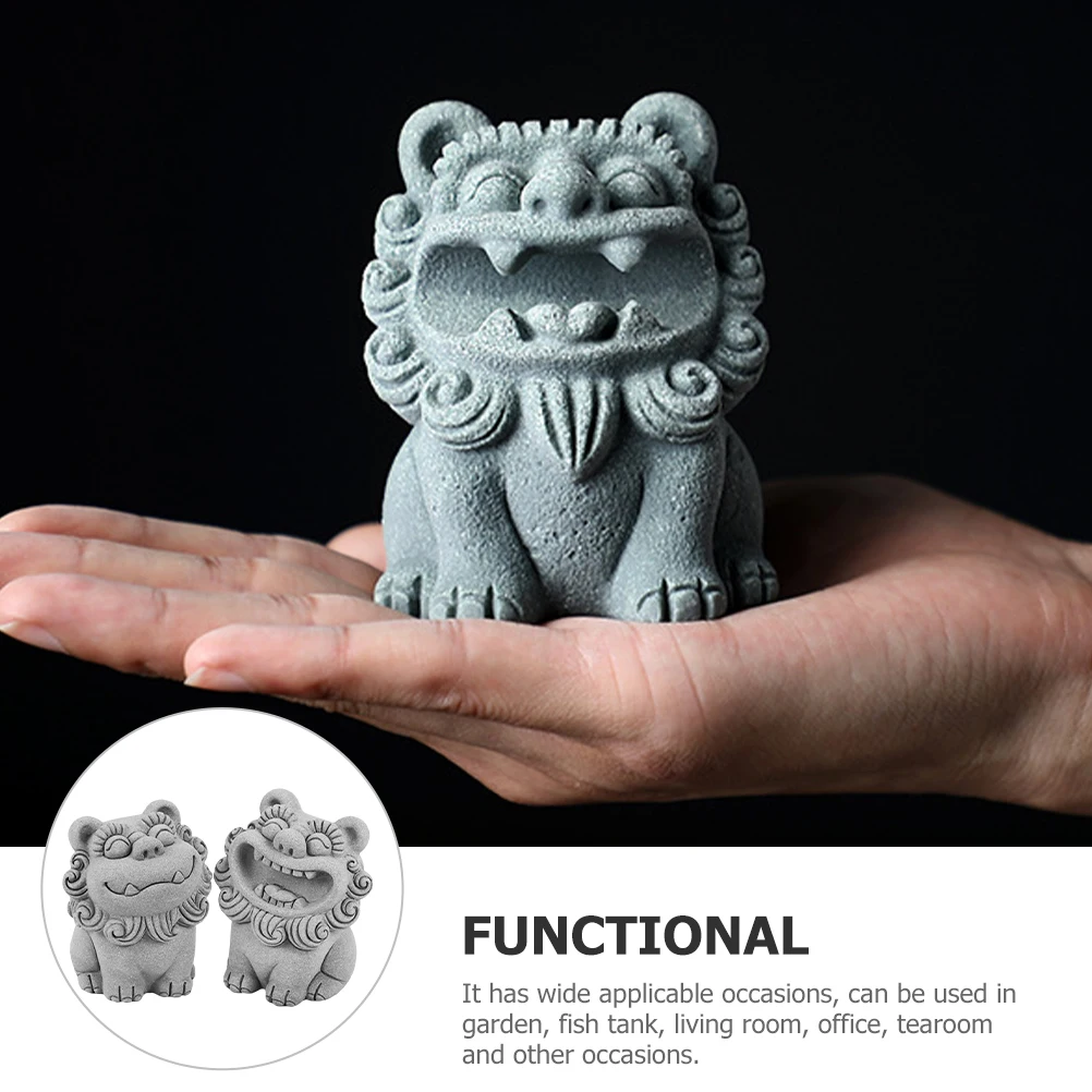 

2Pcs Miniature Lion Statue Decor Material Creative Gift for Friends Family Perfect for Garden Living Room Tea Room