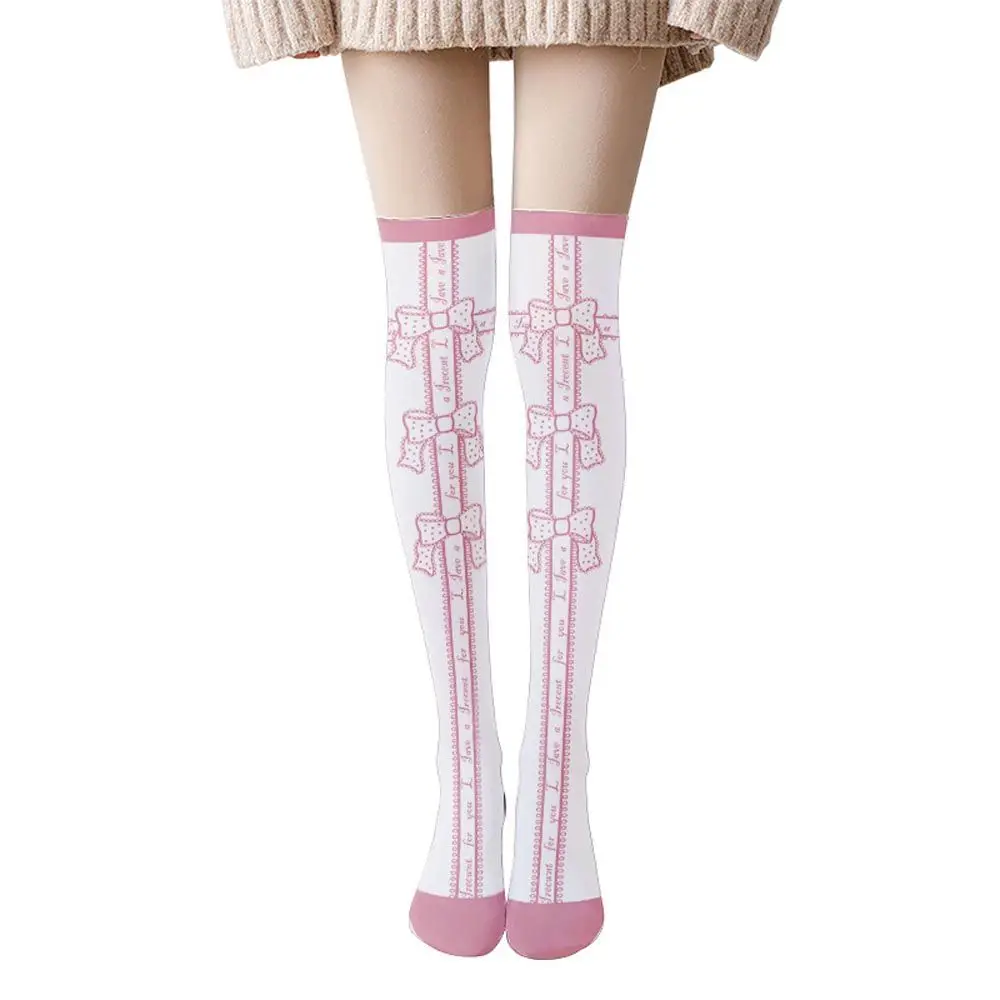 Sweet Sexy Above Knee High For Girls Letter Cross Korean Golf Socks Women Long Socks JK Stockings Lolita Pile Sock