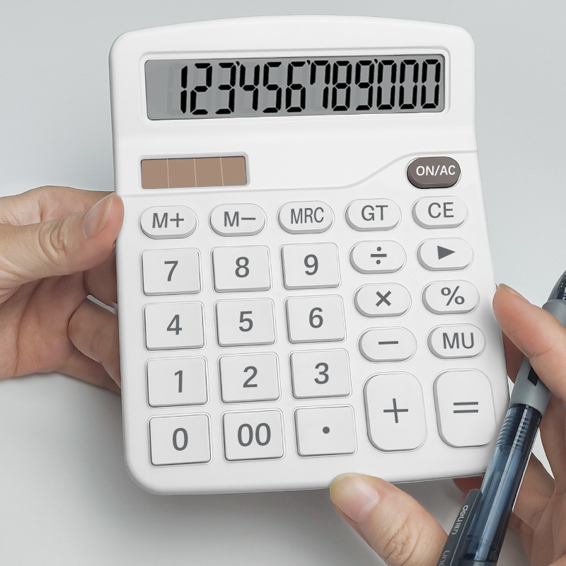  12-Digit Large LCD Display Calculator Standard Function Calculator with Solar & Battery Dual Power for Home Basic Desktop Office 