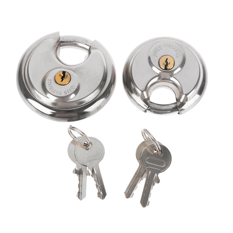 1Pcs 60mm/70mm Cool Duty Stainless Steel Round Disc Storage Pad Lock Padlock For Storage Unit