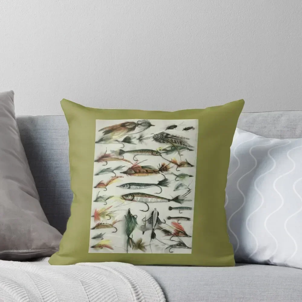 

1920's Fishing Flies Throw Pillow Pillow Covers Decorative Custom Cushion luxury decor pillow
