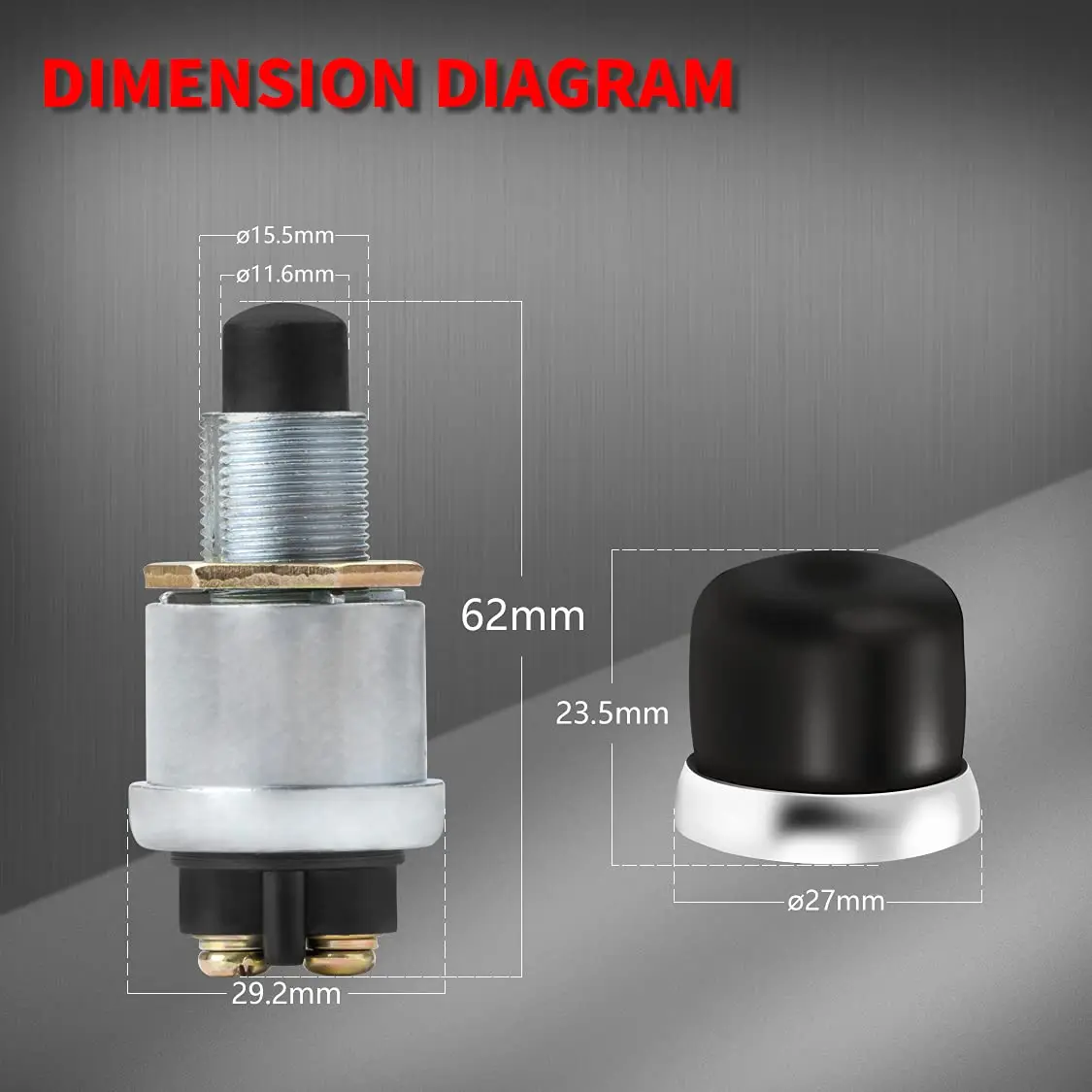 New 2pcs Ignition Starter Switch 60A 12VDC Truck Engine Start Waterproof Push Boat Starter Horn Replacement Button Car Switch