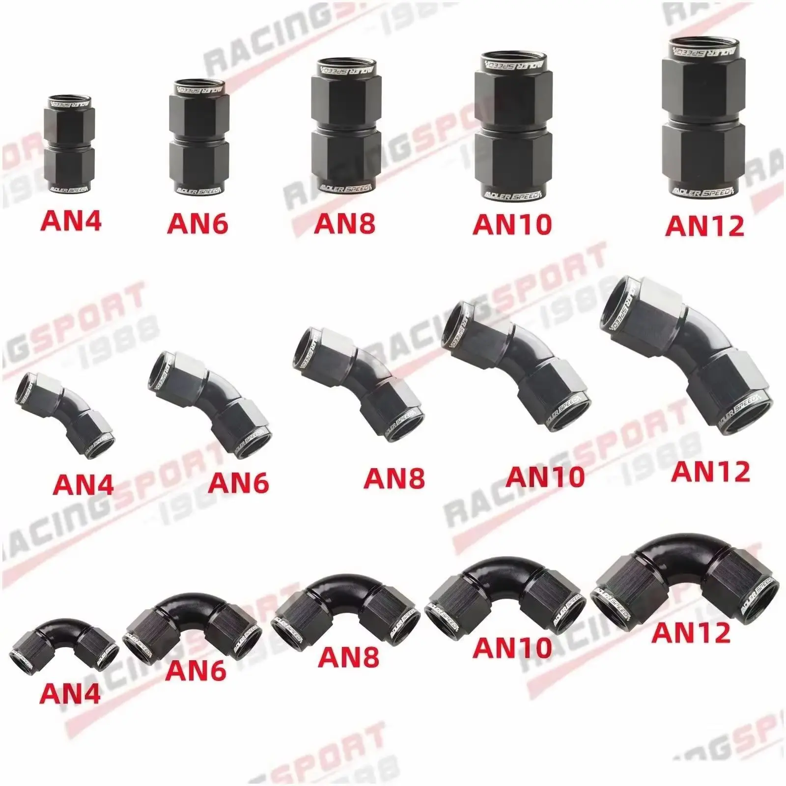 Universal 0 45 90 Degree AN4 6 8 10 12 Female to AN4 6 8 10 12 Female Hydraulic Hose Elbow Oil Cooler Fitting Hose Fittings