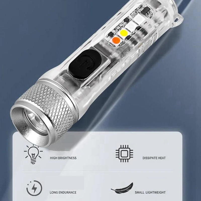 Mini T20 LED Flashlight Portable Work Light USB Rechargeable Lamp Magnetic Warning Camping Flashlight