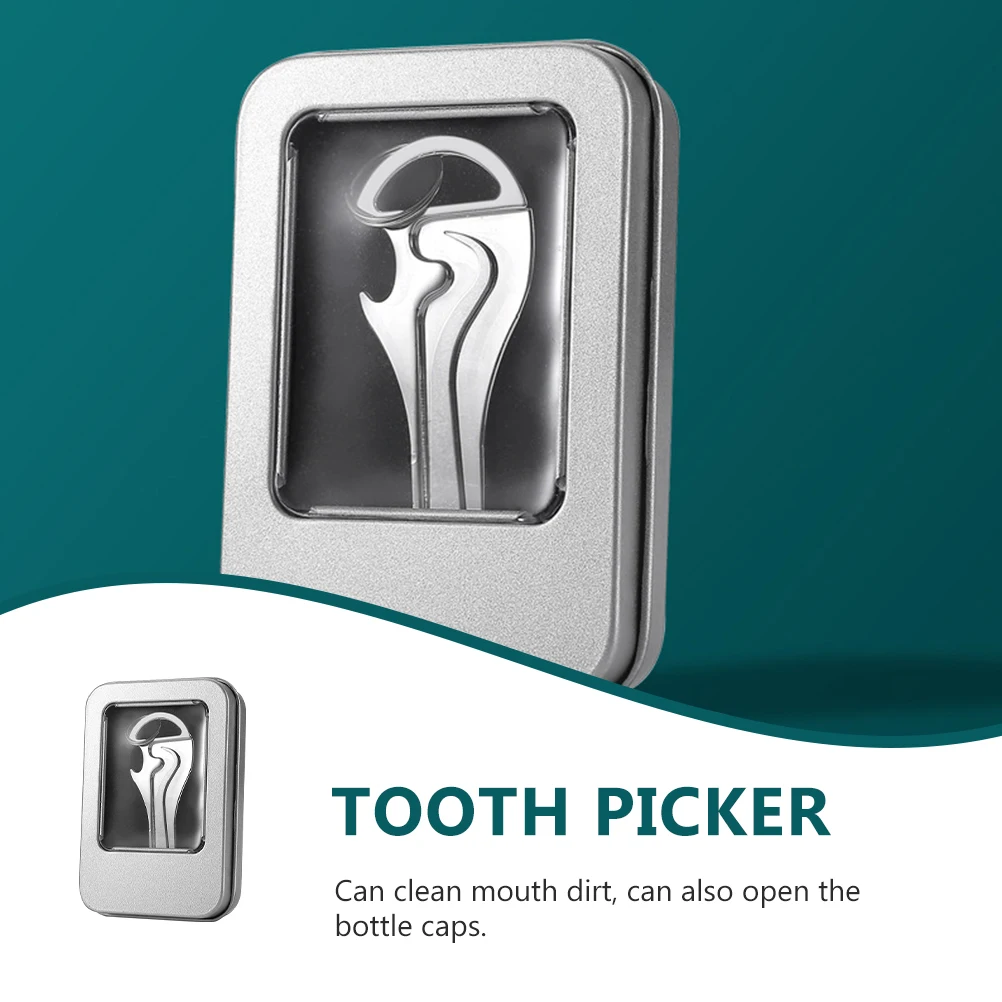 

Foldable Stainless Steel Toothpick Portable Reusable Sturdy Teeth Cleaner Bottle Opener al Care Tool for Home Travel