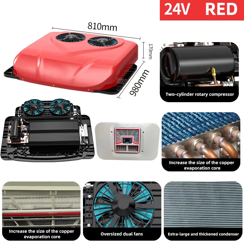 New Type 12V/24V Electric Rooftop Air Conditioning System For Camper RV & Truck Roof 12 Volt Auto Parking Air Conditioner view 4