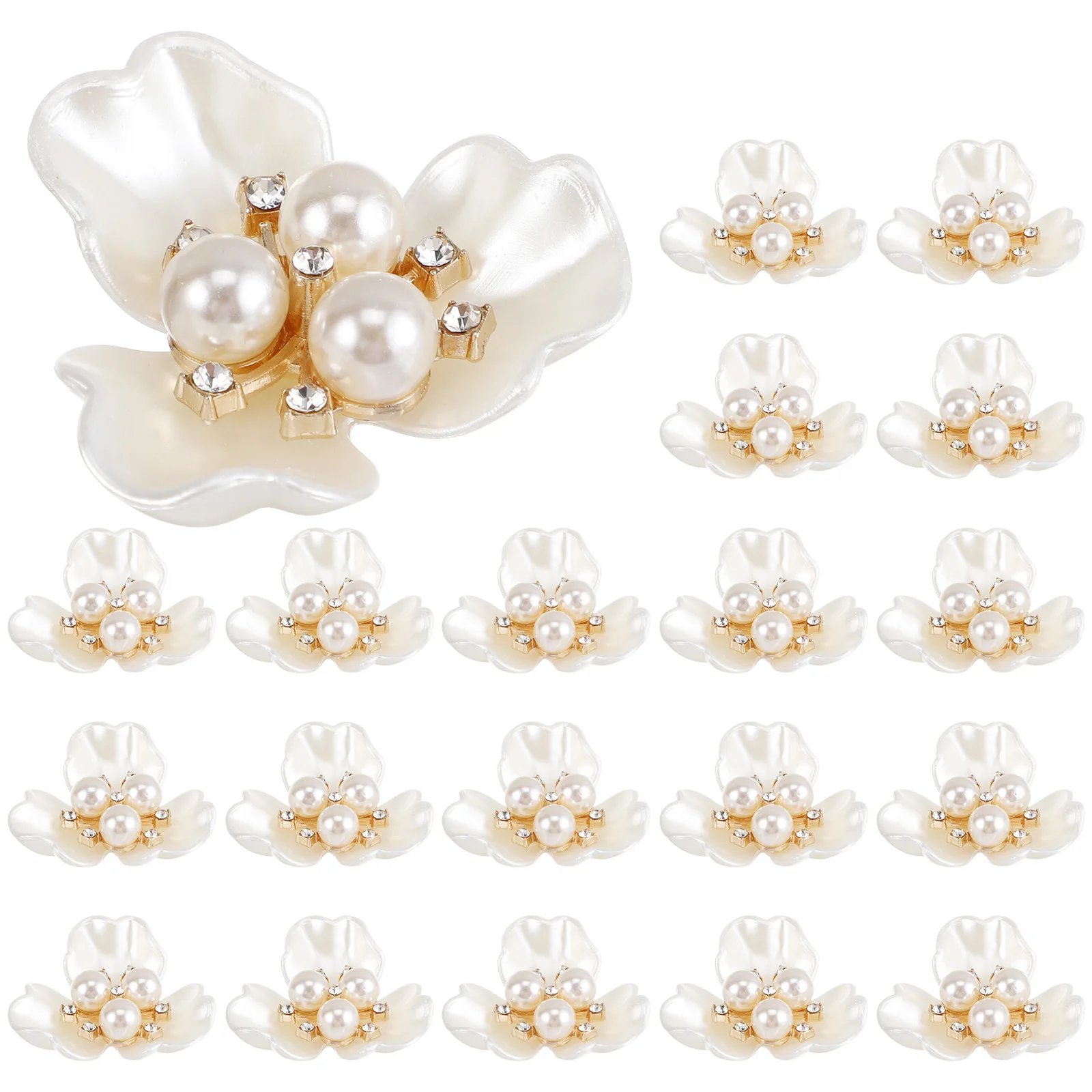

20pcs Pearl Flower Jewelry High Quality Alloy Rose Headwears Elegant Design Women Hair Accessories Novelty DIY Props