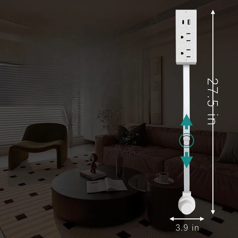 Wall Socket for Behind Couches Nightstands Desks EU Electrical Outlet Extender Plug Wall Outlet Extender Extendable
