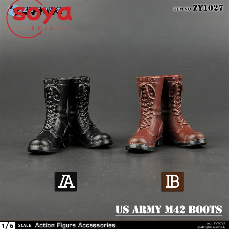 ZYTOYS ZY1022 ZY1024 ZY1027 ZY1028 ZY1034 1/6 WWII 군용 부츠 속이 빈 신발 모델 12인치 남성 군인 액션 피규어 바디에 적합