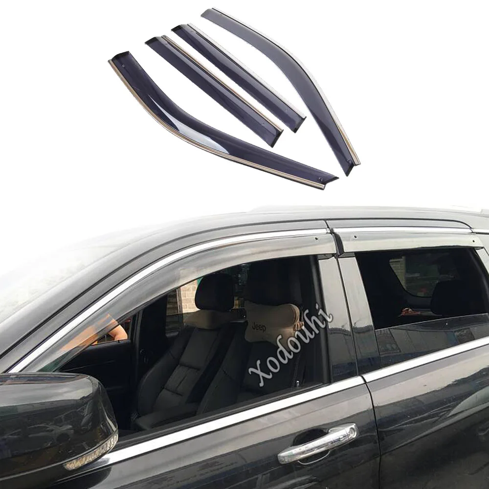 For Jeep Grand Cherokee 2014 2015 2016 2017 2018 2019 Car Styling Exterior Plastic Window Visor Vent Shades Rain Guard Trim 4PCS