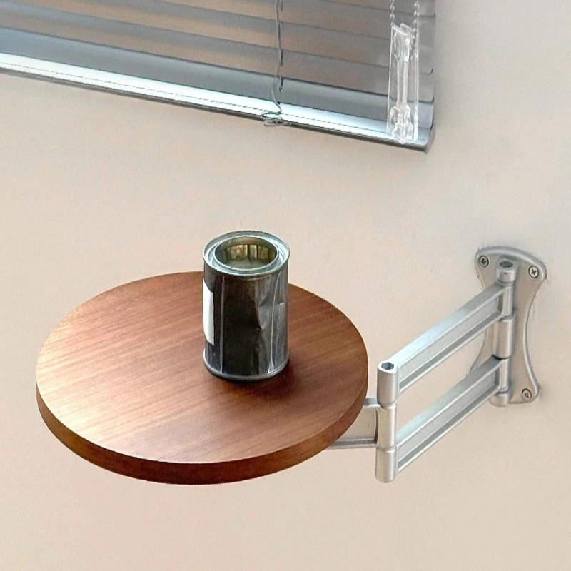 Wall-mounted Round Folding Shelf, Projector Stand Bracket Holder,Space-saving Floating Mount for Bedside, Adhesive Hanging Rack.
