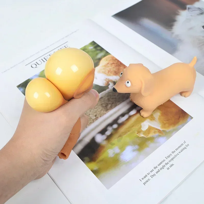 1 PCS Random Creative Decompression Simulation Sausage Dog Toy Pinch Music Sand Elastic Stretch Deformation Dog Vent Squeeze Toy