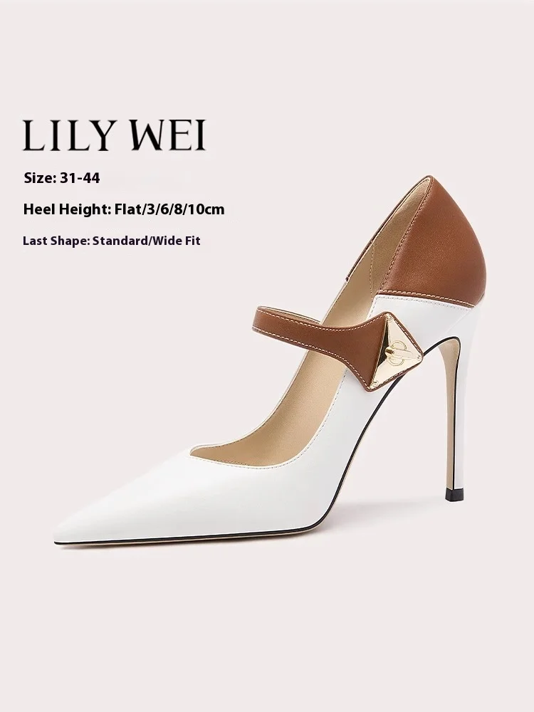 

Spring new shallow stitching widened version OL flat sole single shoes thin high heel banquet large size small size women's shoe