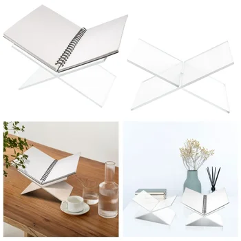 ที่วางหนังสืออะคริลิกขาตั้งจอแสดงผลรูปตัว X สำหรับตำราอาหารสูตรนิตยสารผู้ถือหนังสือนิทานสำหรับแสดงการอ่านหนังสือ