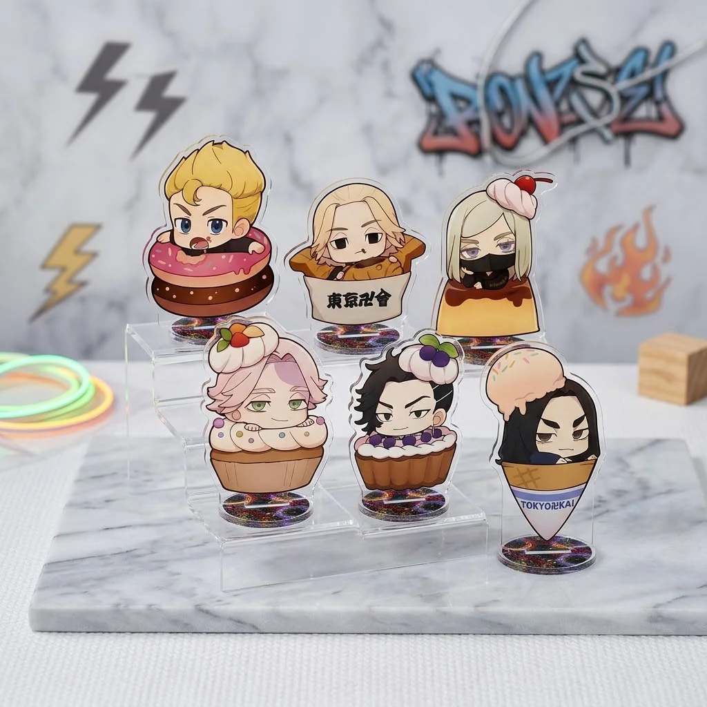 Anime Tokyo Revengers Acrylic Stand Keychain 10CM Q Version Dessert Manjiro Sano Mikey Takemichi Baji Desktop Decor Fan Gift