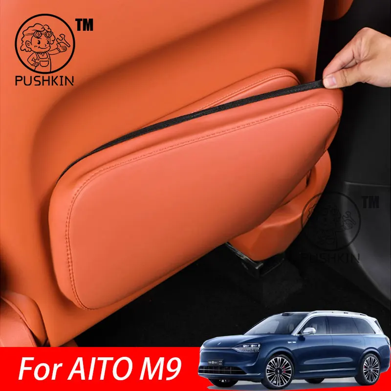 

Car Rear Row Anti-kick Covers For AITO M9 2024 2025 Seat Back Kick Protector Dirt-proof Leather Interior Accessories