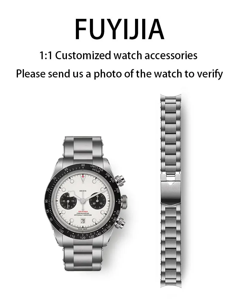 

FUYIJIA Custom BLACK BAY M79250 Original Watch Chain 20MM Curved Interface Watchbands 316L Stainless Steel Folding Buckle Strap