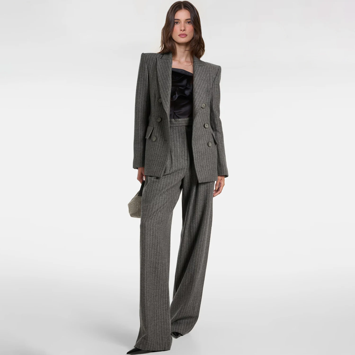 

Allingentle Peak Lapel Women's 2 Piece Set Business Suit Double-Breasted Blazer Pantsuit Set for Party Office Outfits Customize