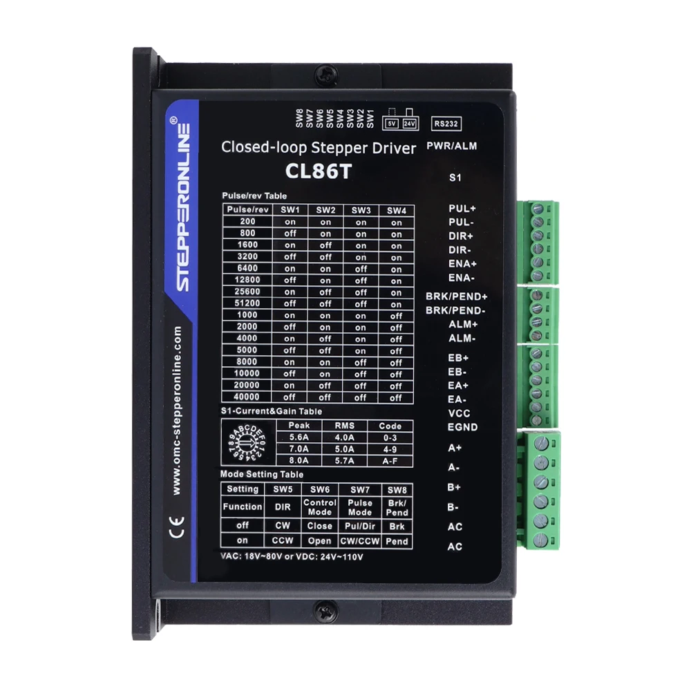 STEPPERONLINE 1 Axis Nema 34 12Nm Closed Loop Stappenmotor Kit Hybird Servo Driver CL86T 86 2 Fase Nema34 Stappenmotor