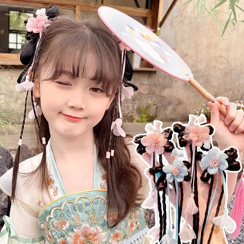

2Pcs Long Tassel Flower Hair Clip for Princess Baby Girl Bow Hairpin Kids Hair Accessories Photography Props
