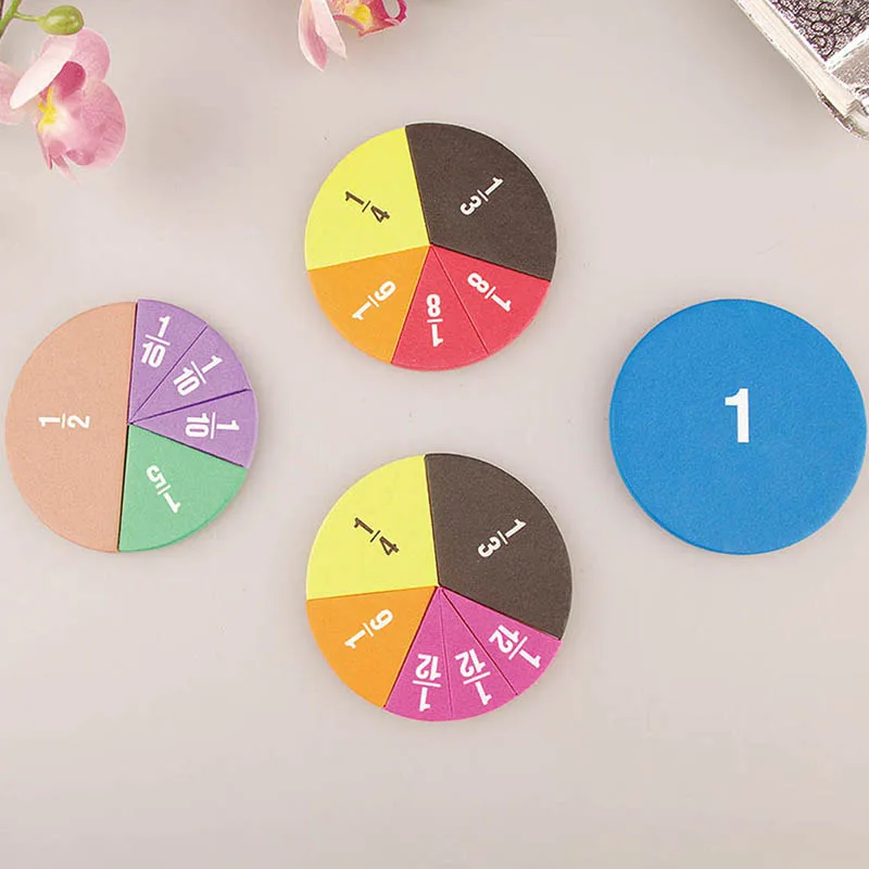 9 قطعة/الوحدة الملونة إيفا الحسابية التدريس القرص 9 سنتيمتر حجم شكل دائري الكسور الرياضيات التدريب الدعائم وسائل تعليمية تفاعلية ZYF #3