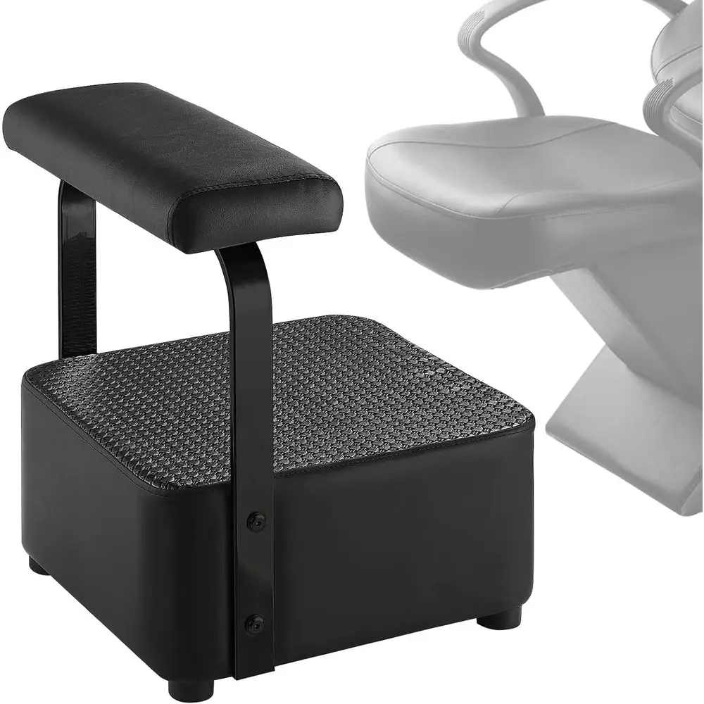 Luxury Salon Shampoo Bowl and Chair Set, Styling Stool, and Ottoman in Black for Spa Experience