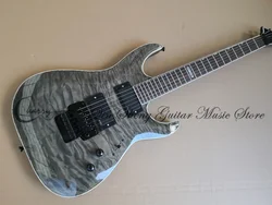 Light Black Guitar MH-10 Guitar Quilted Maple Top White Binding Rosewood Fingerboard Fixed Bridge Tremolo Bridge