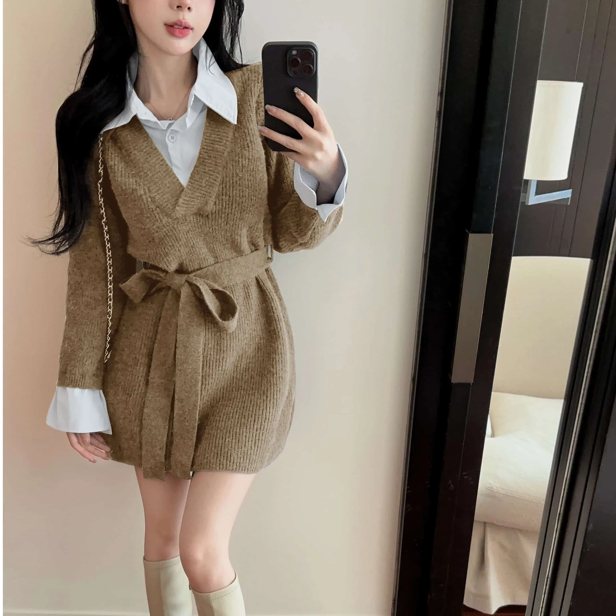 

Womens Pullovers Short Sleeve Autumn Suede Leather Texture Soft Smooth Vintage Western Cowboy Boho Style Cool Top Fashion Trends