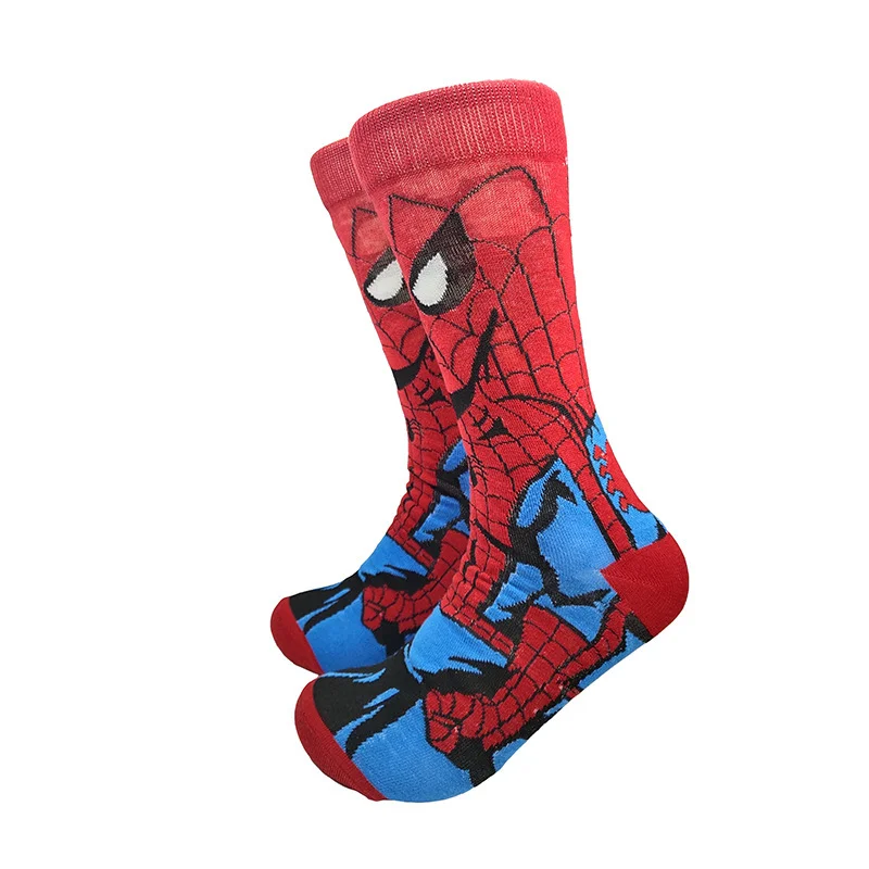 Männer Spider Man Mid Calf Socken Cartoon Iron Man Deadpool Hulk Captain America Muster Atmungsaktive Bequeme Socken für Erwachsene Geschenk