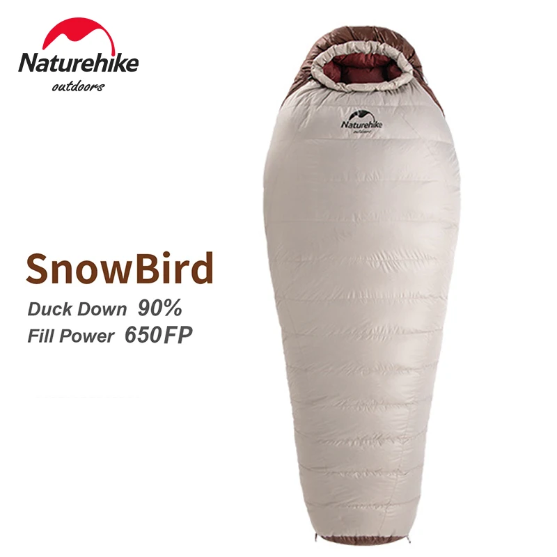 Naturehike acampamento sacos de dormir snowbird múmia saco de dormir durante toda a temporada saco de dormir à prova dwaterproof água pato para baixo inverno saco de dormir