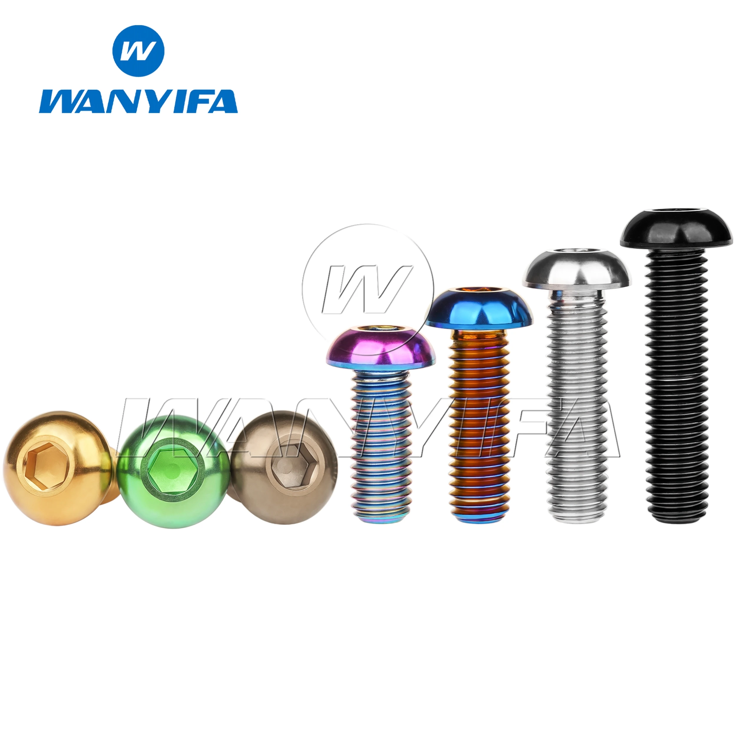 Wanyifa titanyum cıvata Ti M6/M8x12/15/16/20/25/30/35MM yarım yuvarlak altıgen başlı vidalar için bisiklet motosiklet araba bisiklet tamir