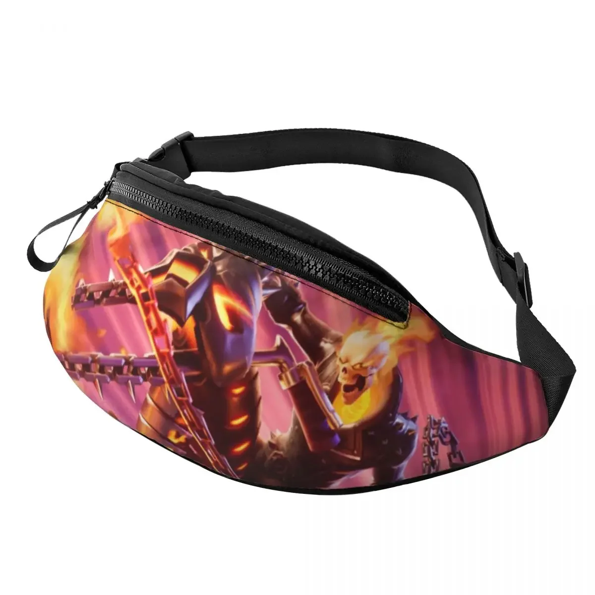 Custom Ghost Rider Image Fanny Pack Men Women Casual Crossbody Waist Bag for Travel Cycling Phone Money Pouch