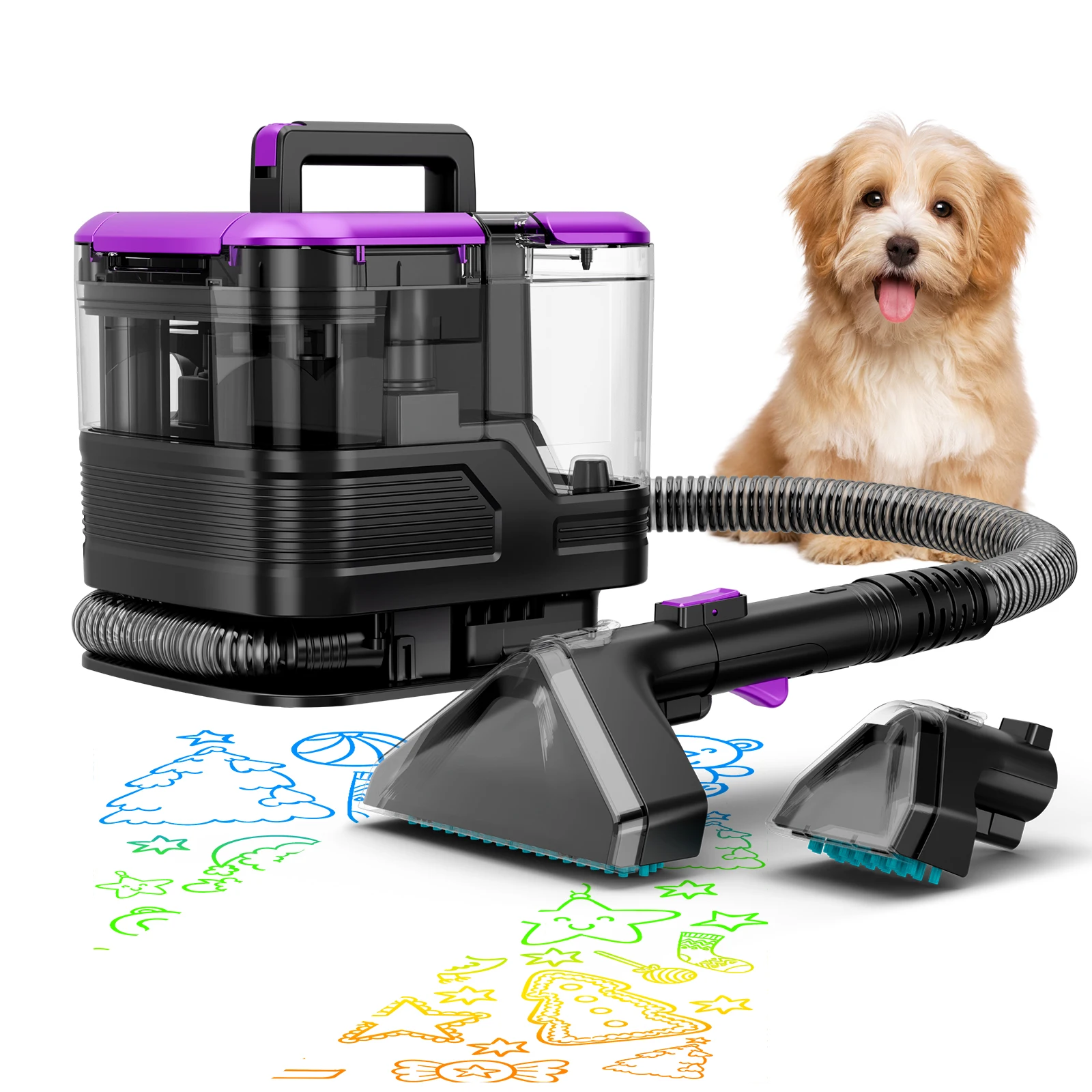 Limpiador de Manchas Honki 530W 20KPa, Limpiador de Alfombras Portátil para Sofá y Cortinas, Máquina Integrada de Aspiración y Pulverización, Máquina de Limpieza Doméstica