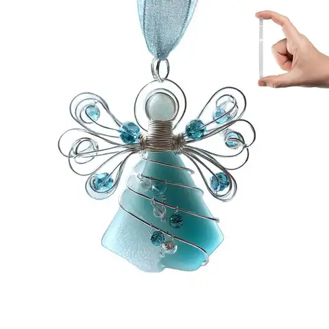 เครื่องประดับแก้วทะเลรูปนางฟ้าทำมือ ของตกแต่งแขวนต้นคริสต์มาสสไตล์ชายทะเล เครื่องประดับแก้วทะเลคริสต์มาส จี้คริสต์มาสที่ได้แรงบันดาลใจจากมหาสมุทร