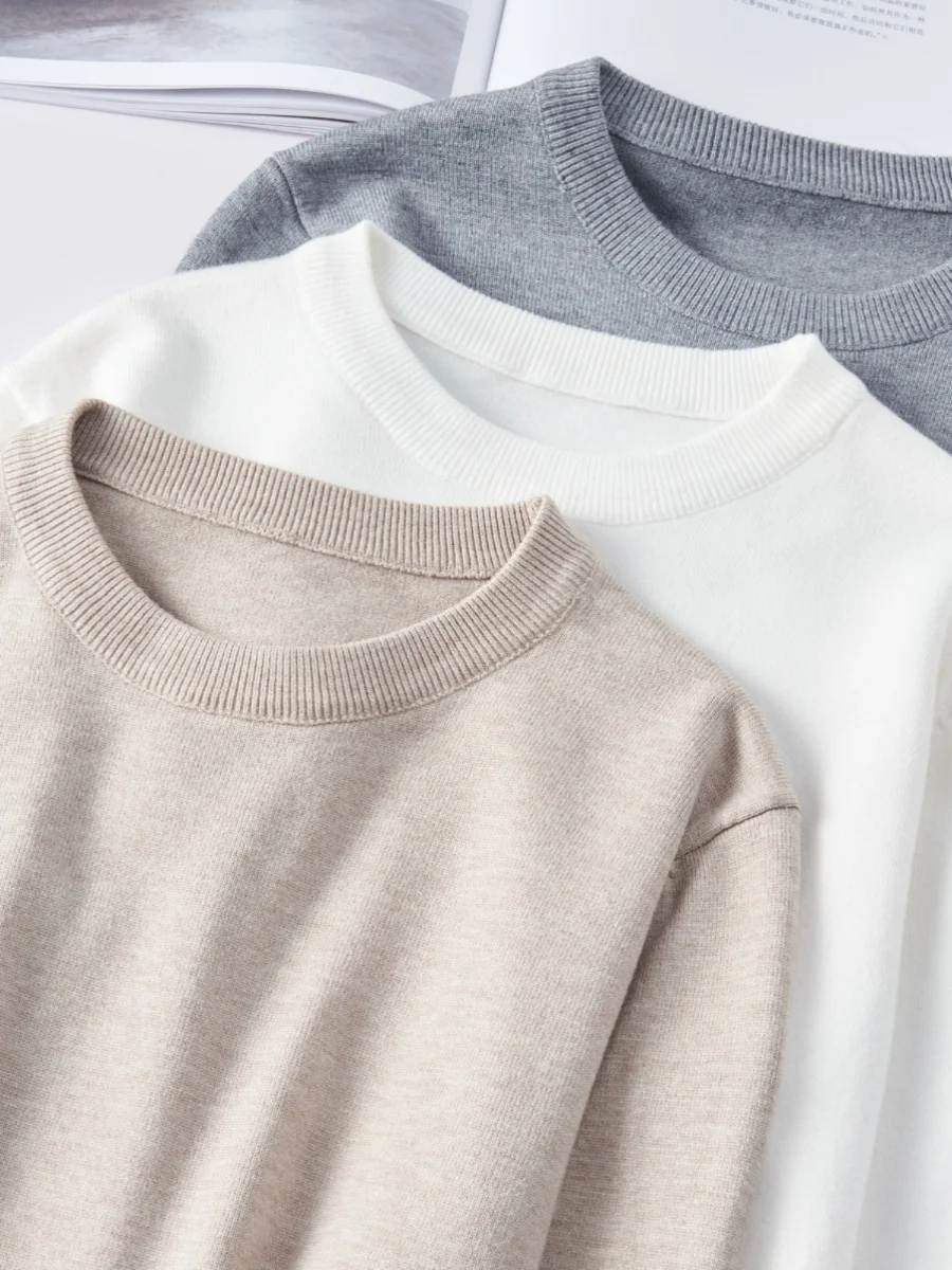 

Мужской трикотажный джемпер с круглым вырезом, на флисовой подкладке, тонкий базовый слой, весна-осень, новый, молодежный, яркий цвет, длинный рукав