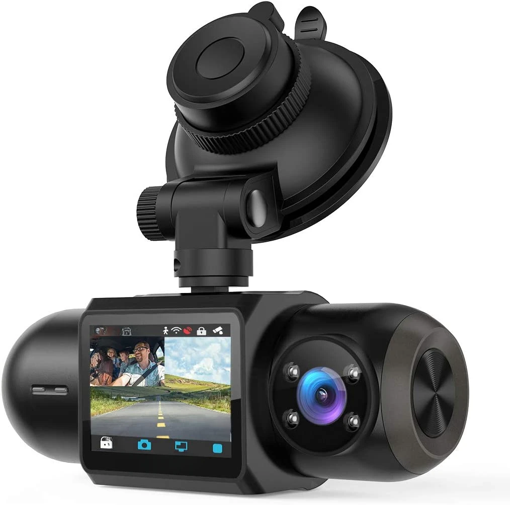 Dash Cam 64GB SD Card Included 1080P FHD Built-in GPS Wi-Fi Front and Inside Car Camera Recorder