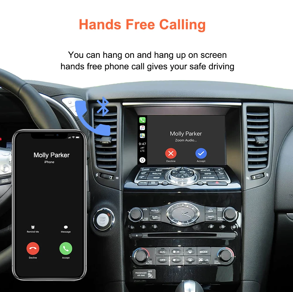 Bonroad Wireless CarPlay Android Auto Nachrüstsätze für HD-Bildschirm Infiniti QX70 FX37 FX35 QX50 EX25 EX37 QX80 QX56 Mirror Link – Detail 12