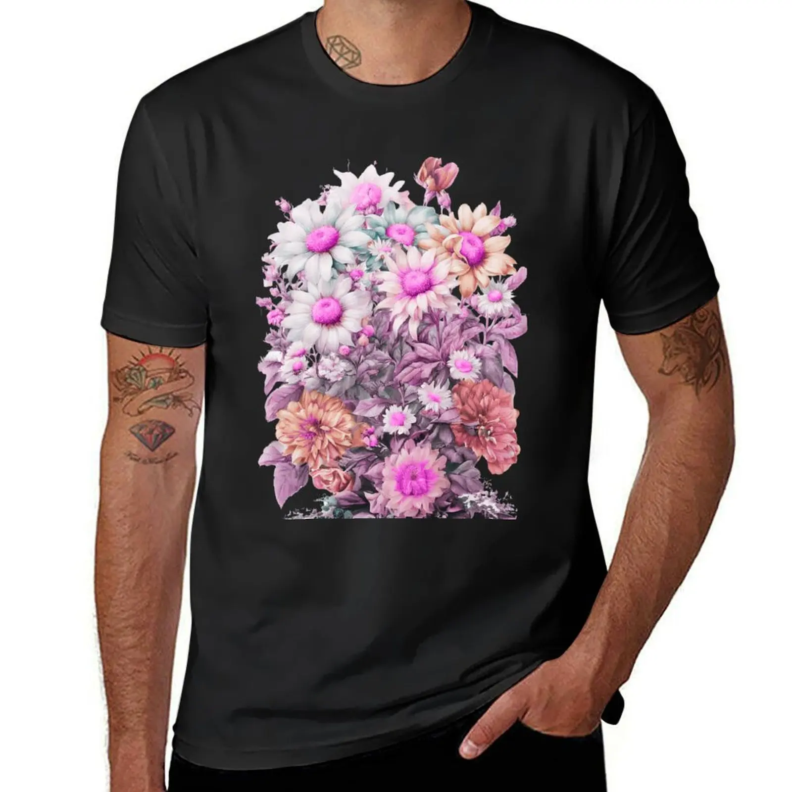 

Vintage flower, gorgeous shabby chic, rbf11-3, pink T-Shirt cute clothes blacks tops anime clothes men workout shirt