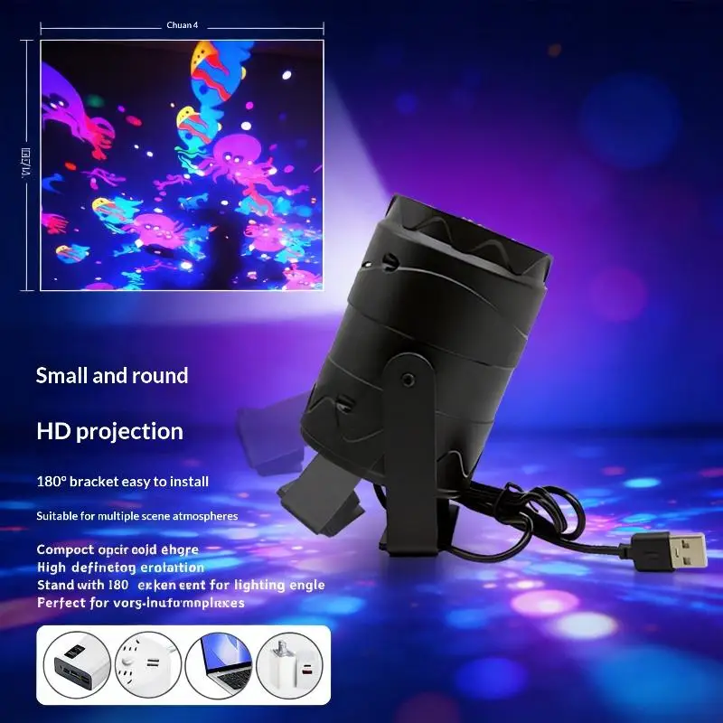 Ocean Pattern Projector Lights USB LED Rotating Stage Atmosphere Lamp Garden Lighting Party Holiday Decor