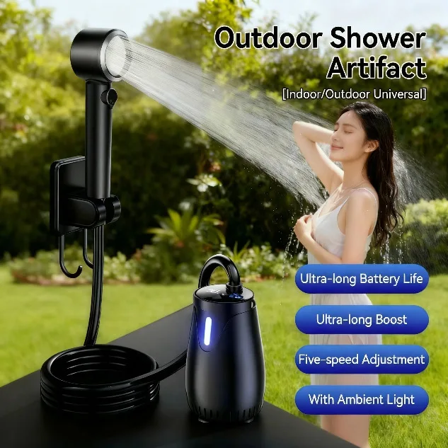 douche-de-camping-rechargeable-8000-mah-avec-seau-pliable-pompe-haute-pression-pour-exterieur-bain-pour-animaux-et-lavage-de-voiture