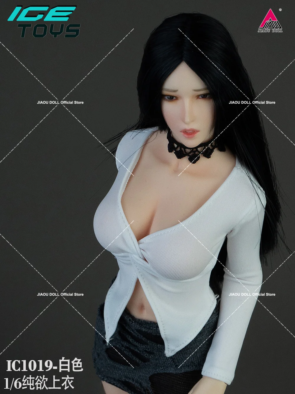 ألعاب الجليد ic1019 1/6 قميص ملتوي مفتوح الياقة تنورة معانقة الورك ملابس مثقوبة نموذج مناسب لشخصية جندية أنثى مقاس 12 بوصة