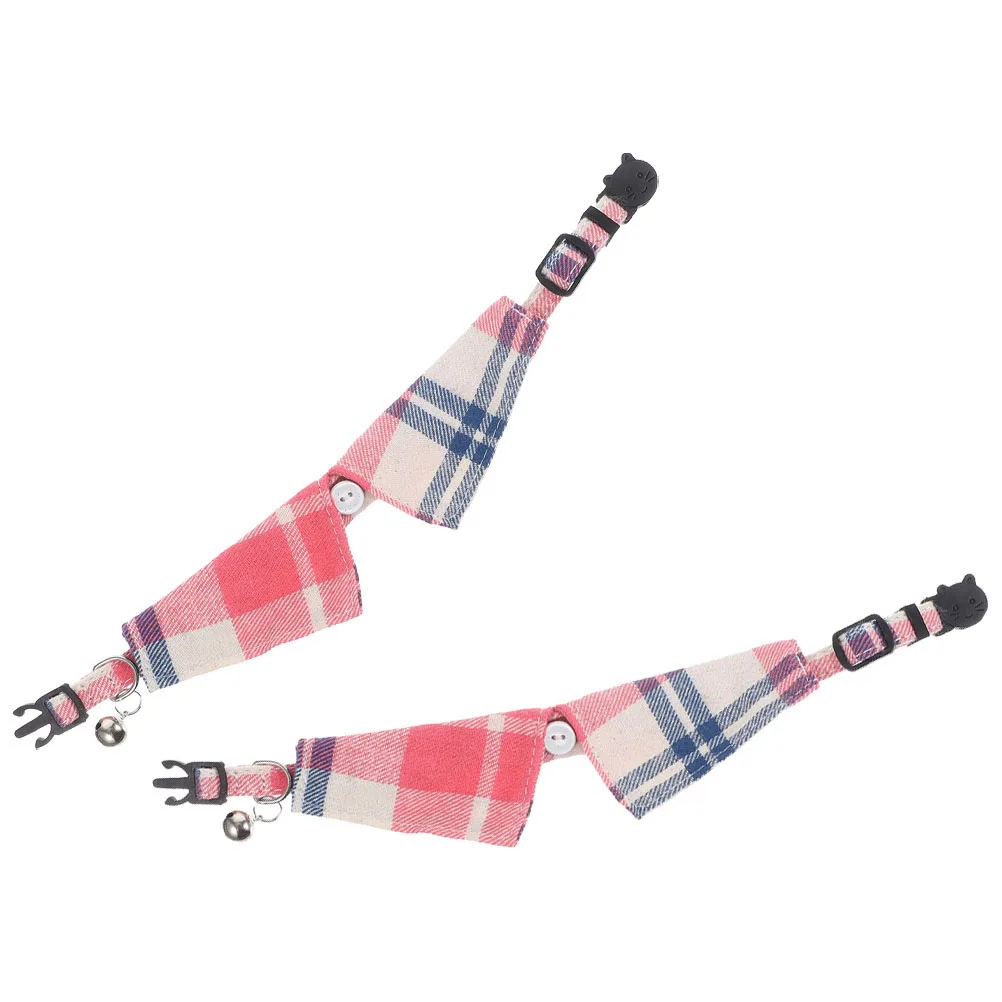 

2 Pcs Pink Adjustable Cat Collars Kitten Collar Bells Baby Bow Tie Cloth Pet Supplies Lightweight Durable Non Fading for Cats